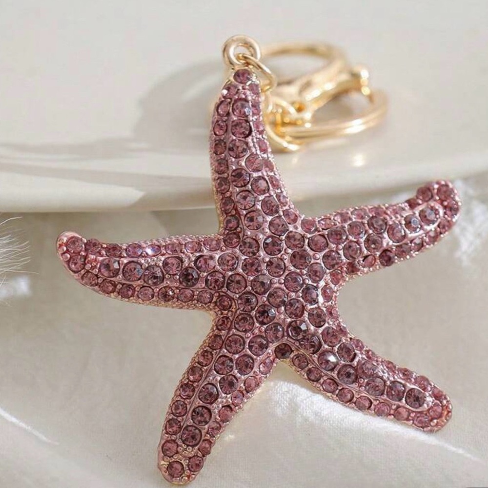 Rhinestone Ocean Starfish Keychain